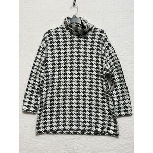 Chicos Black White Houndstooth Turtleneck Sweater 570320025